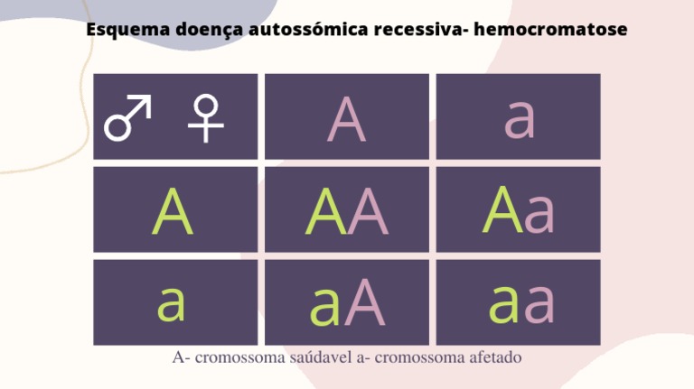 Esquema ilustrativo da herança autossômica recessiva da hemocromatose ...
