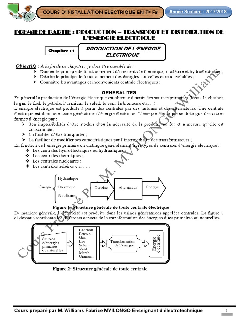 électricité Gratuite Montage Très Simple Pdf Cours D'installation Électrique en Tle F3 L | PDF | Centrale électrique |  Économie énergétique
