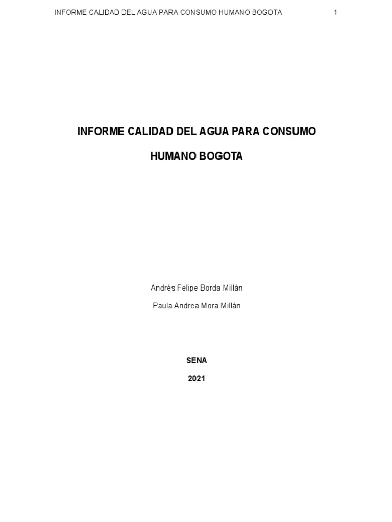 Calidad del Agua en Bogotá 2018-2019 | PDF | Agua | Agua potable