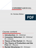 Microeconomics (Eco 111) : Dr. Christina Shitima''