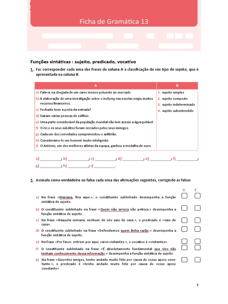 7º Anos Gabarito Seliga, PDF, Assunto (gramática)