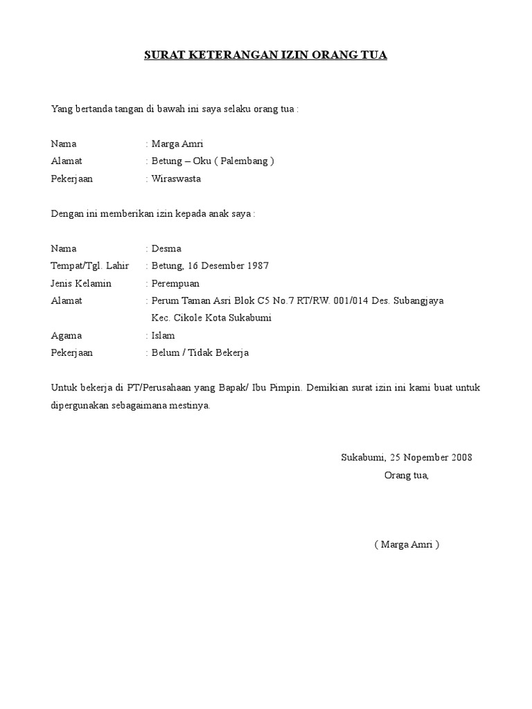 Surat Persetujuan Orang Tua / Format Dan Contoh Surat Izin Orang Tua Yang Baik Dan Benar Update / Kepolisian negara republik indonesia daerah jawa timur.