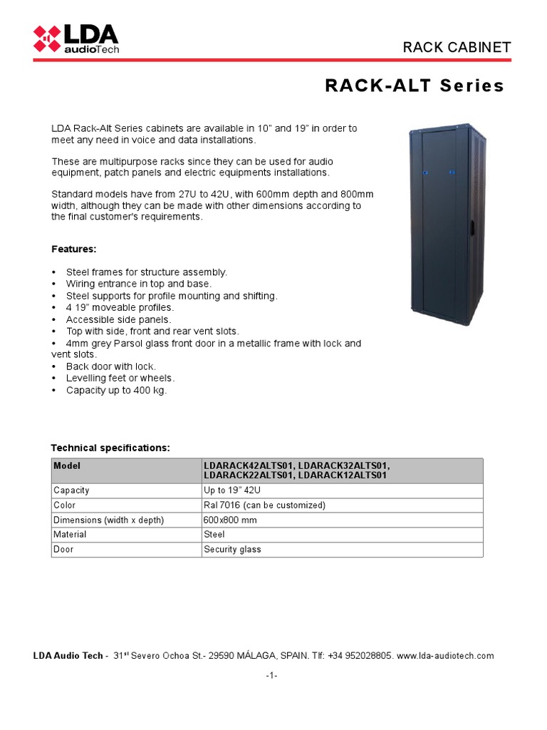 LDA Rack-Alt Series Cabinets Overview | PDF