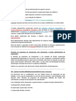 A - Processo Organizacional e Funções Administrativas