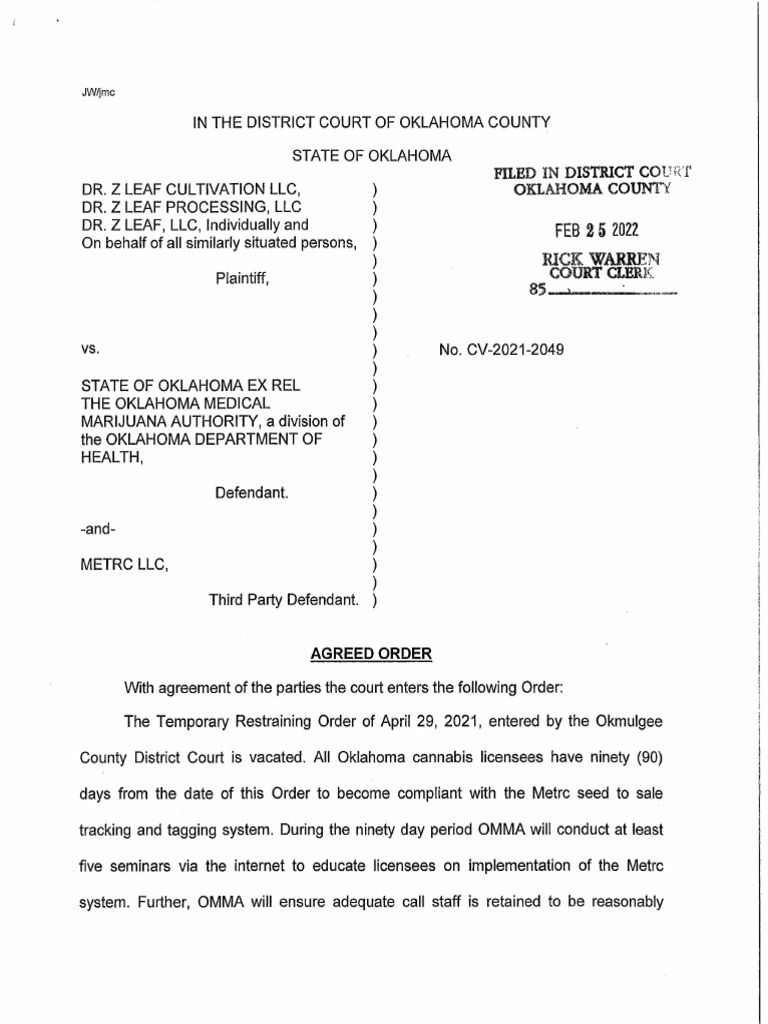 Agreed Order - Filed | PDF