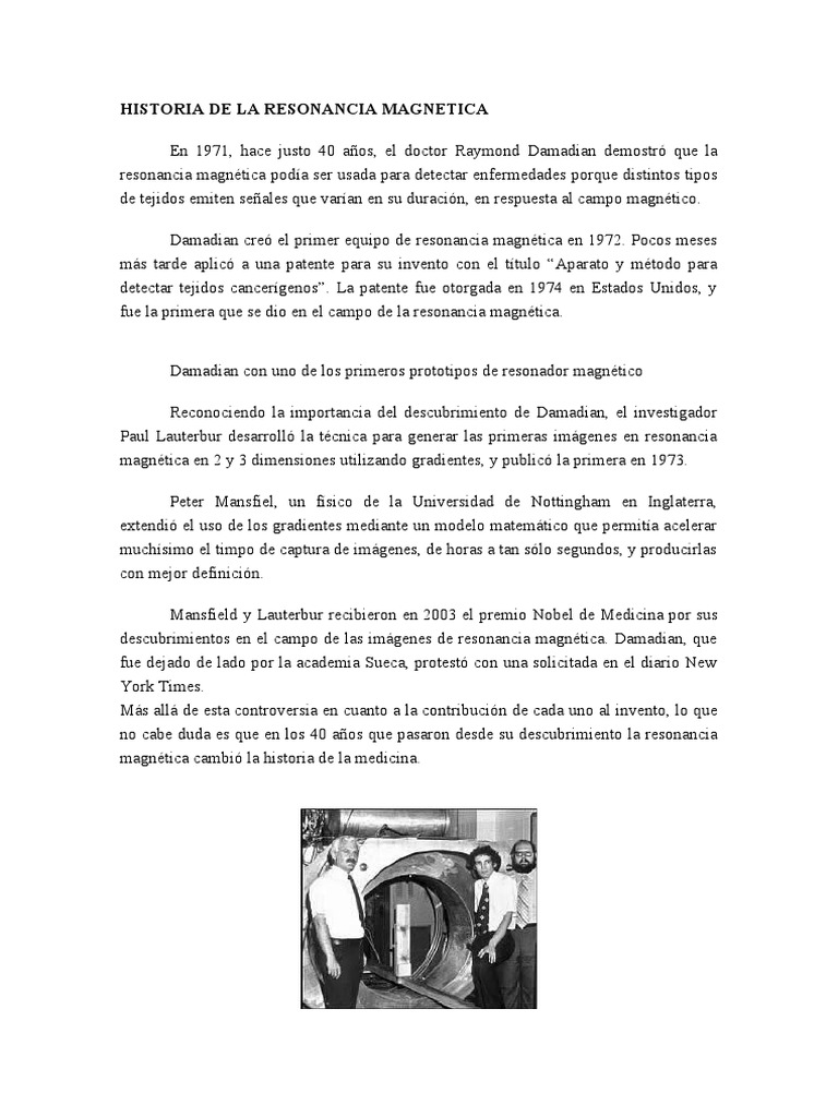 Historia de La Resonancia PDF Imagen