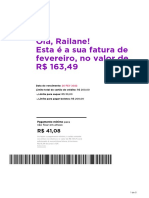 Fatura de cartão de crédito de R$163,49 com vencimento em 26/02/2022