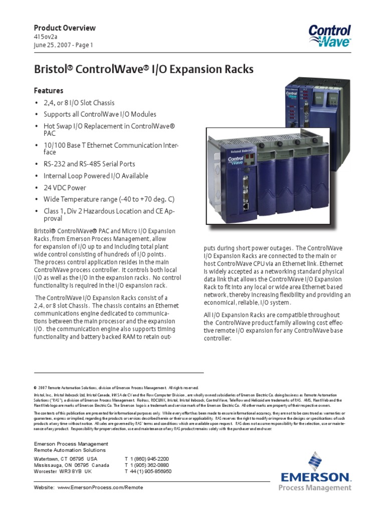 Bristol Controlwave I/O Expansion Racks: Product Overview | PDF | Input ...