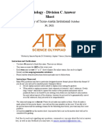 Cell Biology - Division C Answer Sheet: University of Texas-Austin Invitational