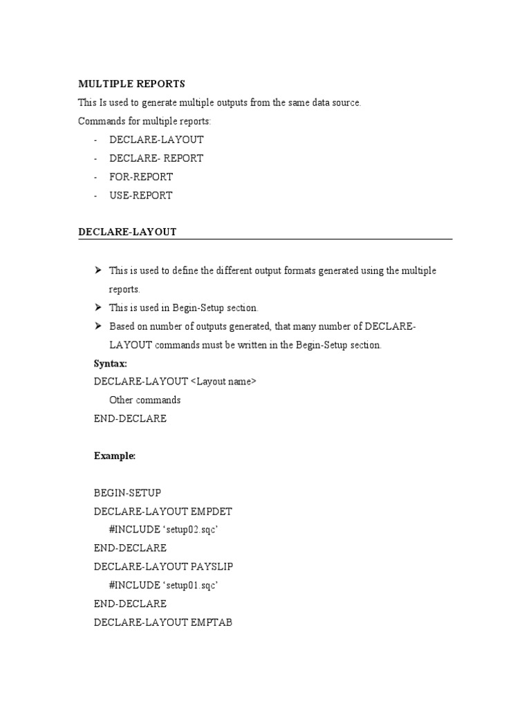 Syntax for Multiple Reports Generation | PDF | Computer Programming ...