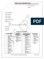 Cerebral Palsy Assessment Form: History: Vision