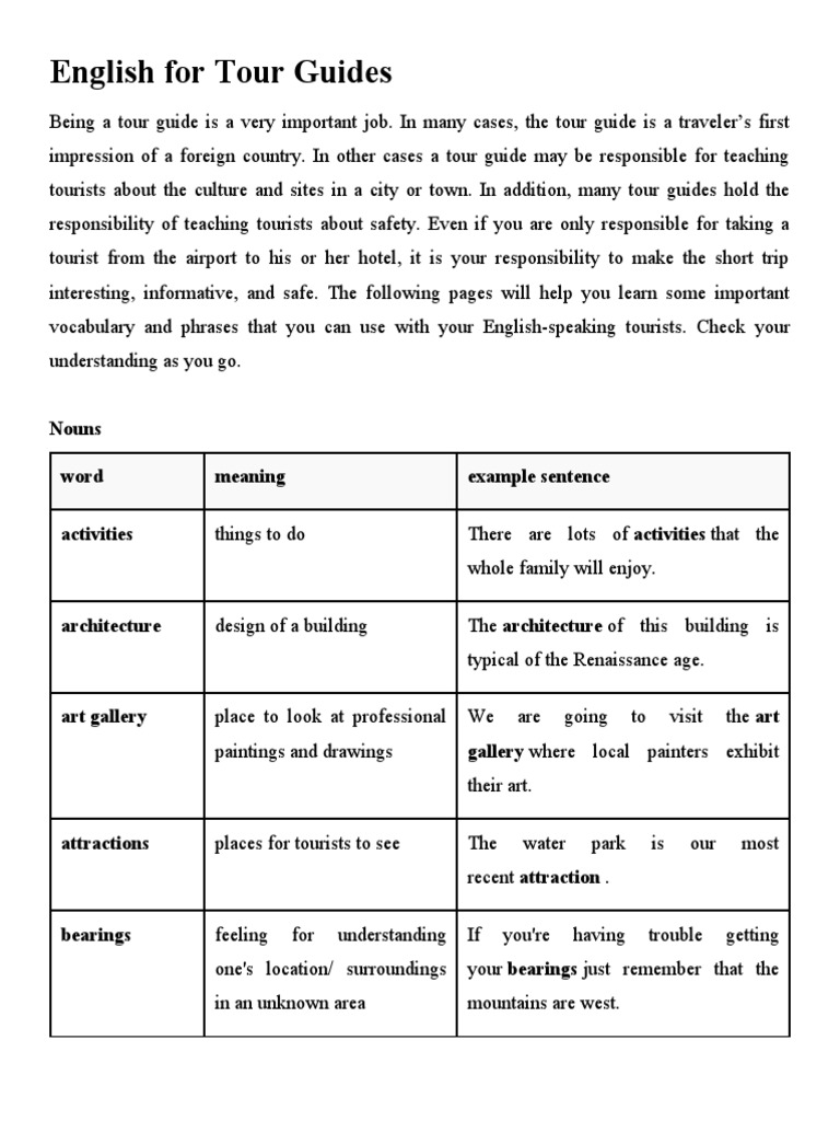 Essential English for Tour Guides | PDF | Travel Agency | Tourism