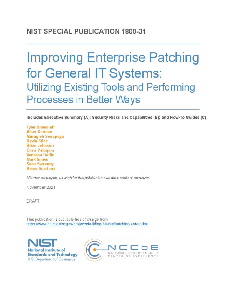 NIST SP 1800-31: Enterprise Patching Guide | PDF | Vulnerability ...