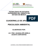 Cuadernillo de Apuntes. Psicología Ambiental Autor Guadalupe Gisela Acosta Cervantes