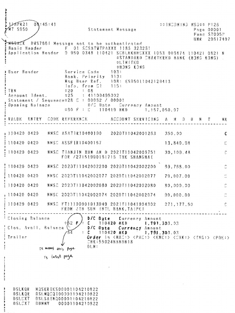 MT950 Sample | PDF
