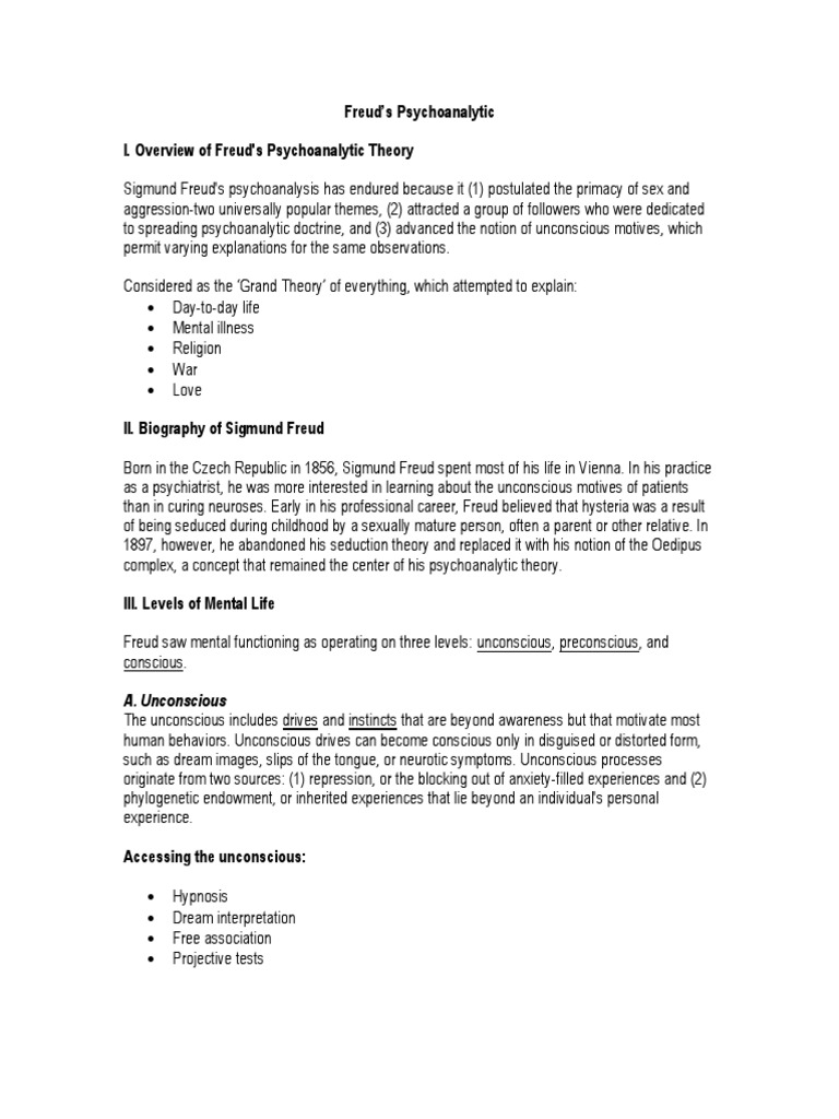 Freud's Psychoanalytic Theory Explained | PDF | Id | Sigmund Freud