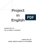 Project in English: Submitted To: Ma. Klynne B. Dumagat