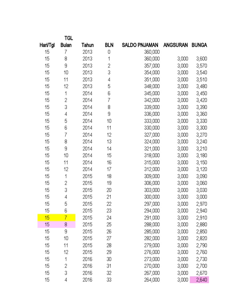 Loan Amortization Schedule 2013-2016 | PDF | Technology & Engineering