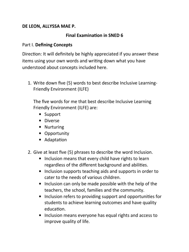 Understanding SNED and Inclusion | PDF | Inclusion (Education) | Disability