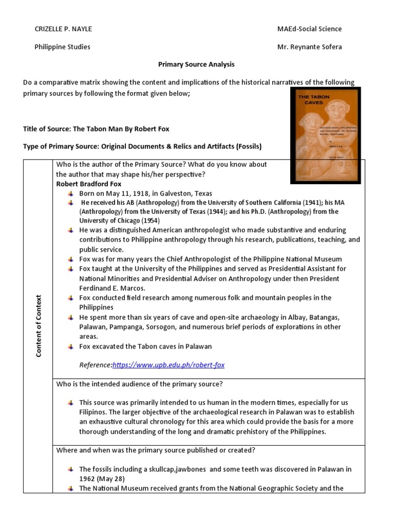 Primary Source Analysis: Reference | PDF | Anthropology | Primary Sources
