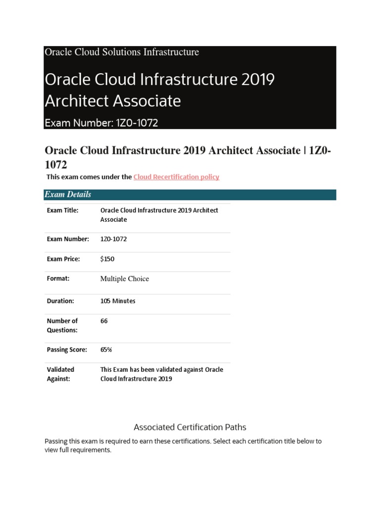 Oracle Cloud Architect Associate Exam Guide | PDF | Cloud Computing ...
