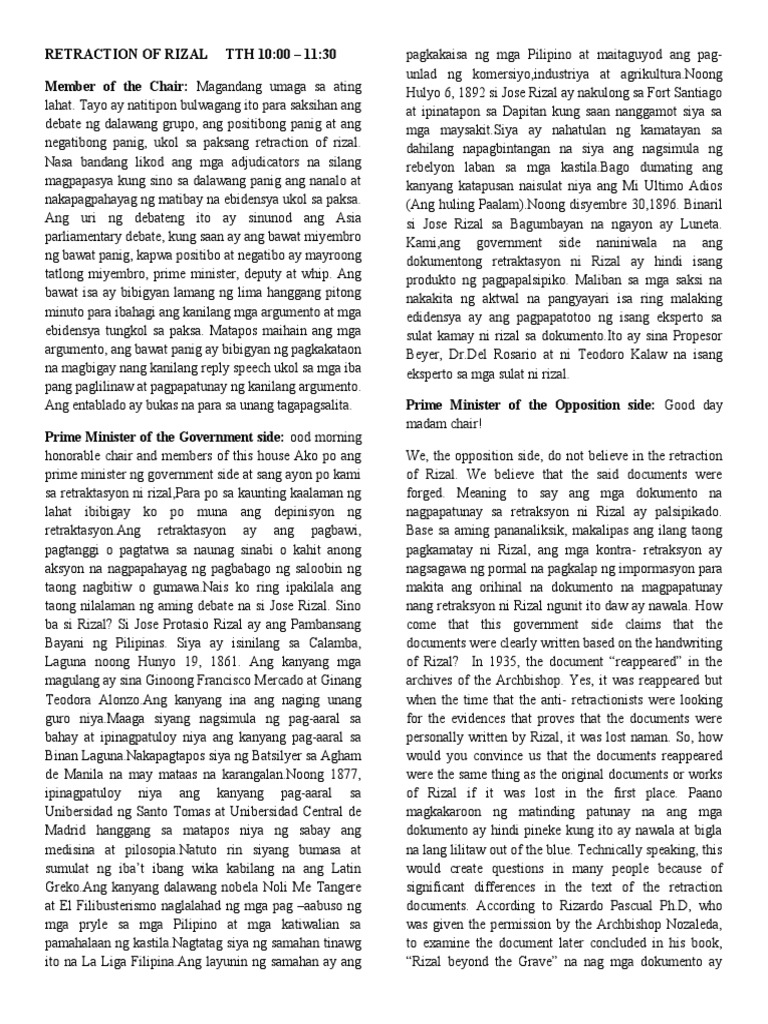 Retraction of Rizal | PDF