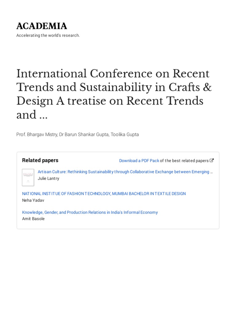 Final Draft A Treatise On Recent Trends and Sustainability in Crafts Design  2017 E-Proceedings-with-cover-page-V2, PDF, Weaving