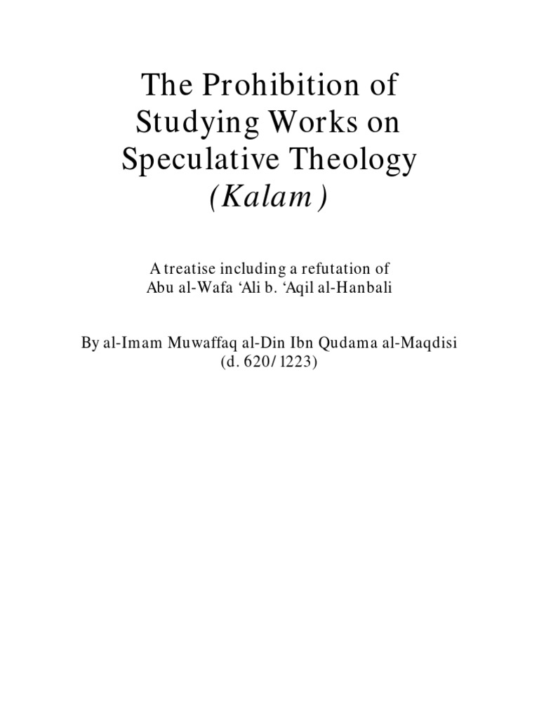 The Prohibition of Studying Works on Speculative Theology (Kalam PDF