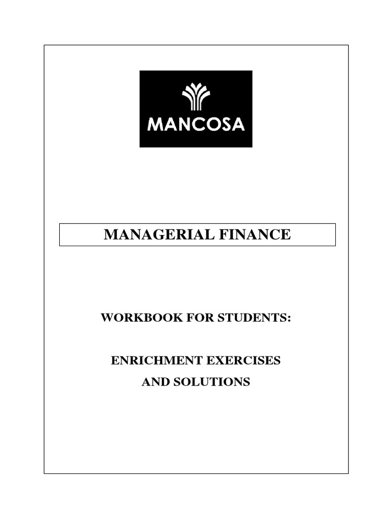 Managerial Finance Workbook Solutions | PDF | Net Present Value ...