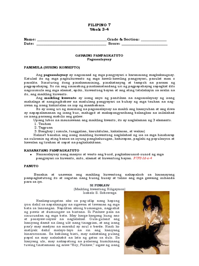 FILIPINO 7-Week 3-4 | PDF