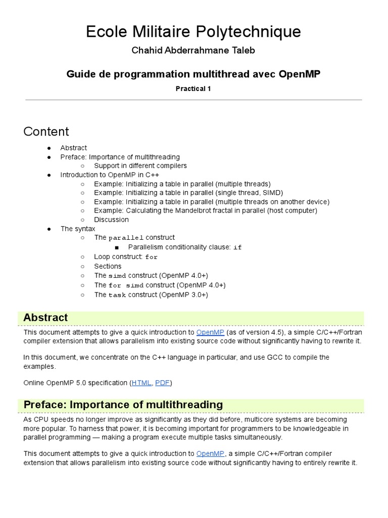 OpenMP Multithreading Guide for C++ | PDF | Parallel Computing ...