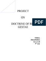 Project ON Doctrine of Res Gestae: Nisha 00616503812 B.A.Llb 5 Sem