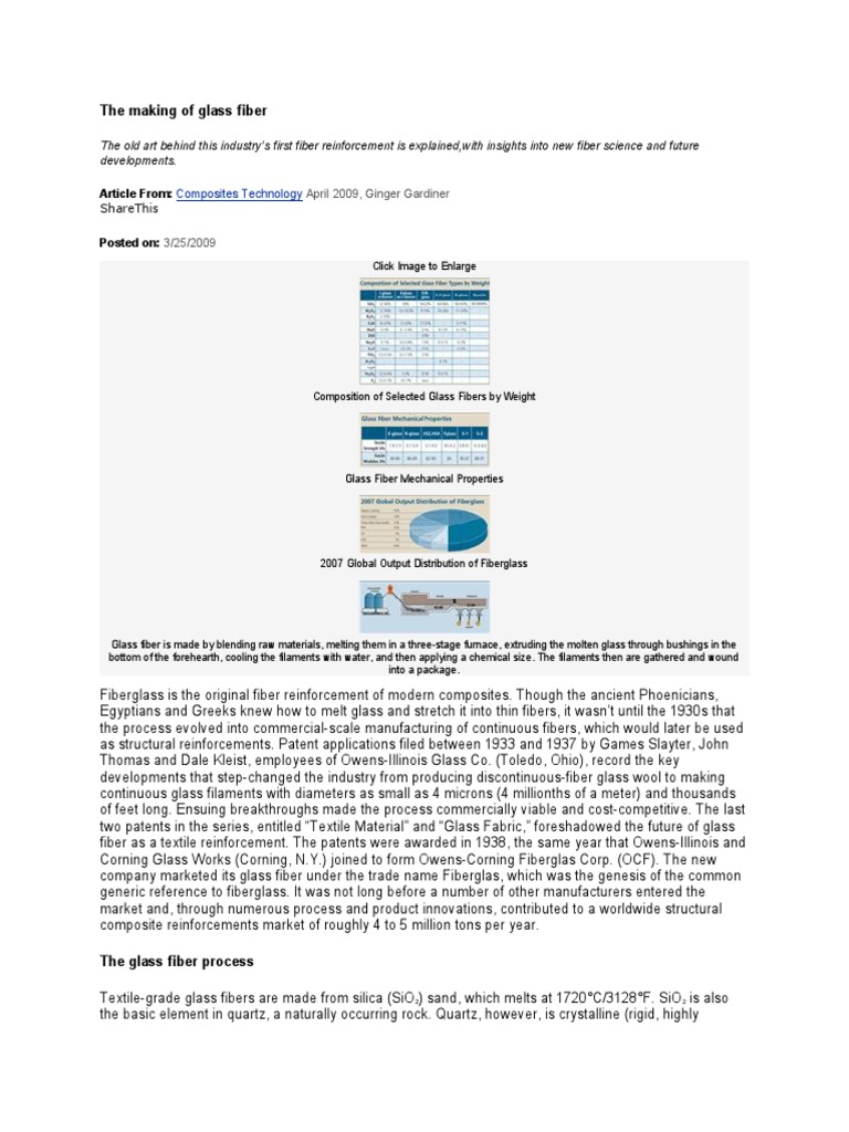 Glass Fiber Production Process Explained | PDF | Silicon Dioxide ...