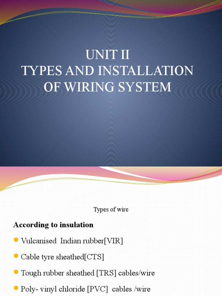 Unit Ii Types and Installation of Wiring System PDF Electrical Wiring Mains Electricity