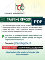 Makerere CHS SPH Research Administration Training Opportunity