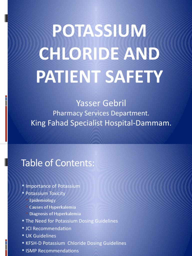 Potassium Chloride and Patient Safety Yasser Gebril PDF Chemical