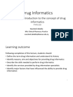 Drug Informatics: Lecture 1: Introduction To The Concept of Drug Informatics