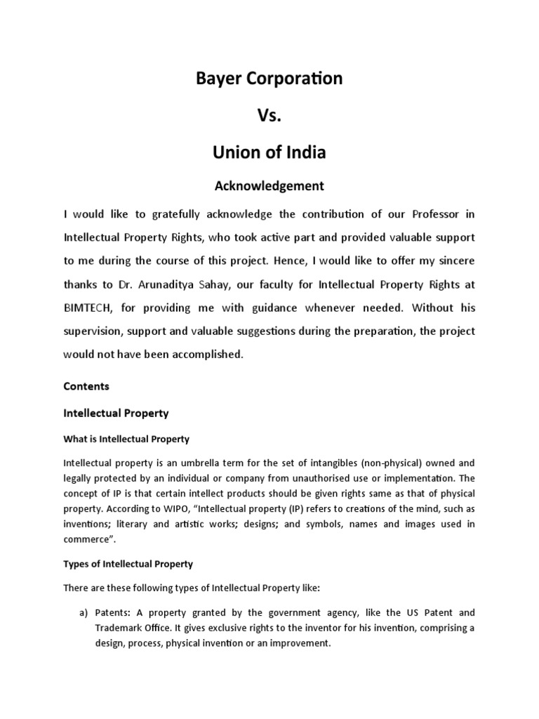 20IB314 Bayer Corporation Vs Union of India PDF Patent