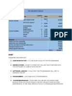 Cost and Benefit Analysis