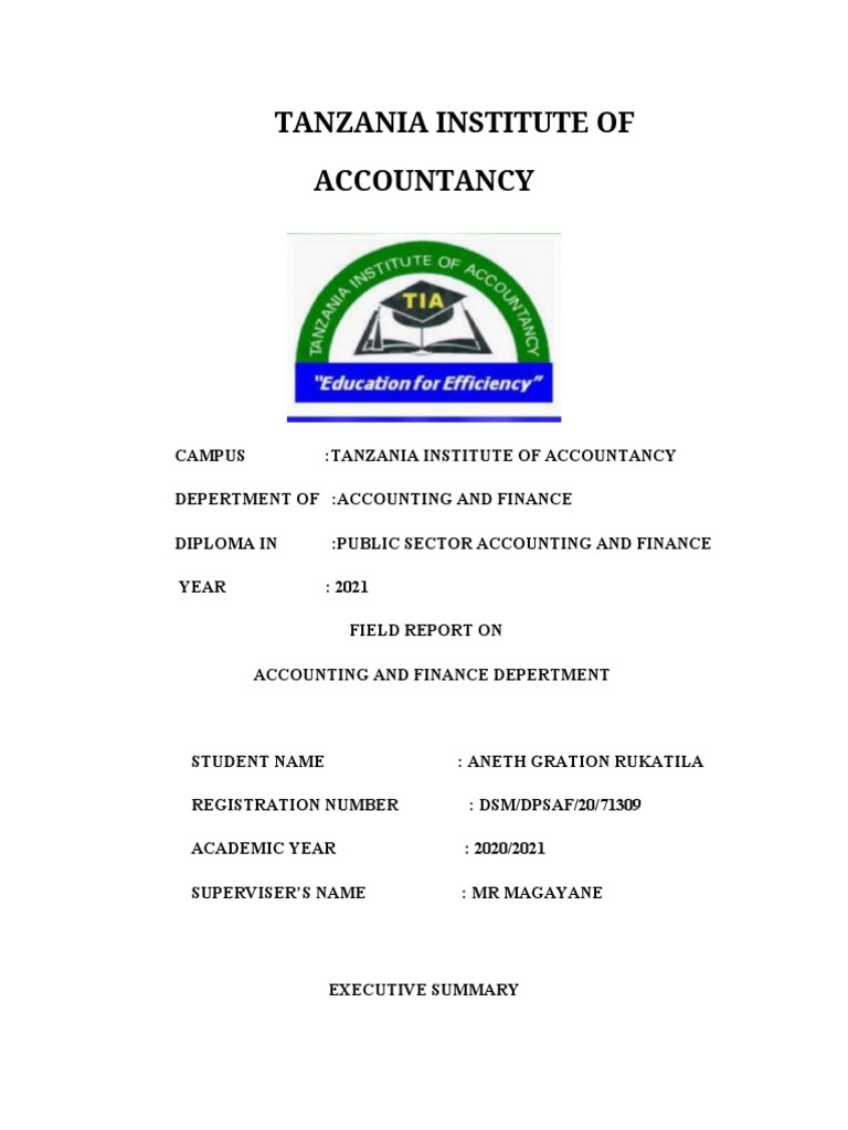 Tanzania Institute of Accountancy PDF Experience Procurement