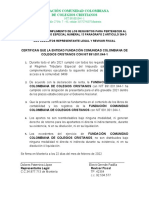 Certificado de Cumplimiento de Los Requisitos para Pertenecer Al Regimen Tributario Especial Numeral 13 Paragrafo 2 Articulo 364-3