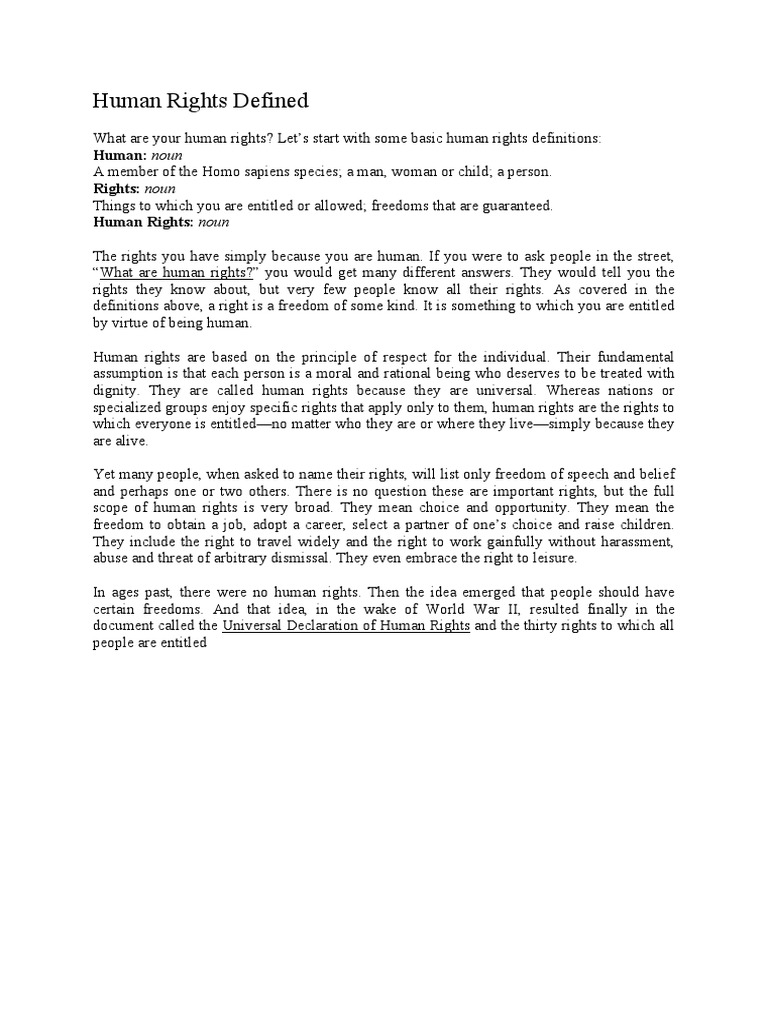 Definition of Human Rights | PDF