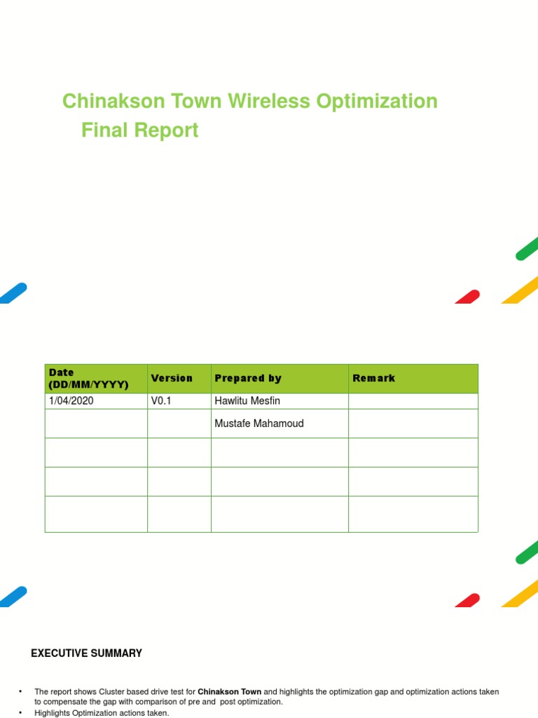 Chinakson Town Wireless Optimization Report | PDF | Gsm ...