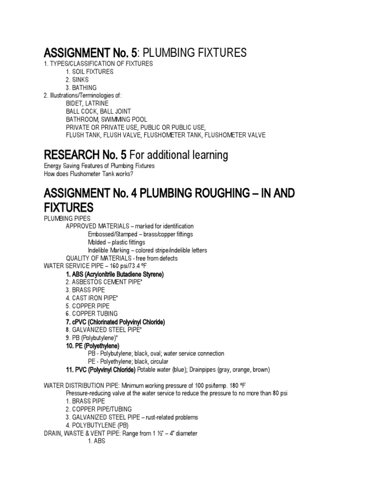 Overview of Plumbing Fixtures Types | PDF | Plumbing | Pipe (Fluid ...