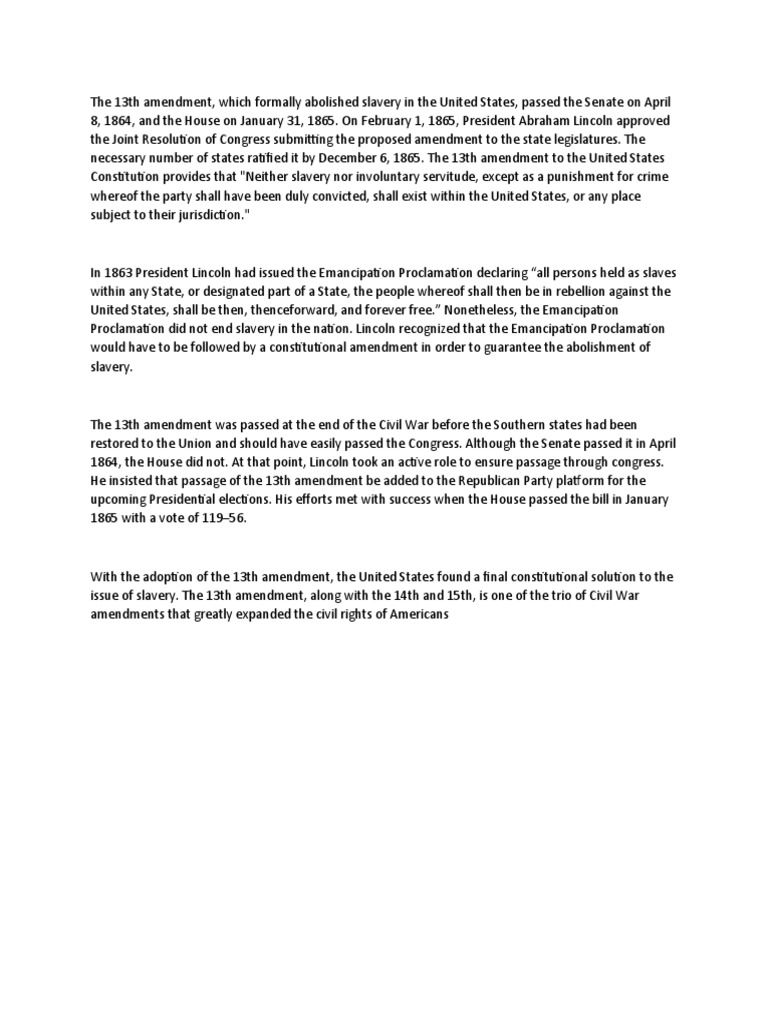 Overview of the 13th Amendment | PDF