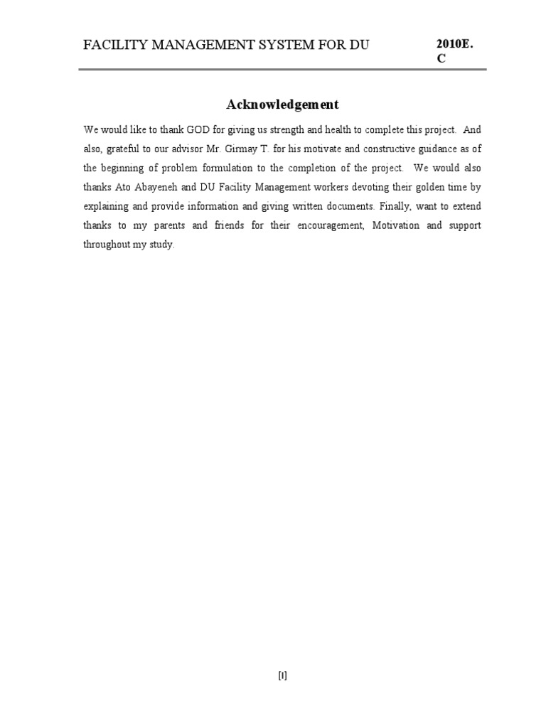 Facility Management System For Du: Acknowledgement | PDF | Software ...