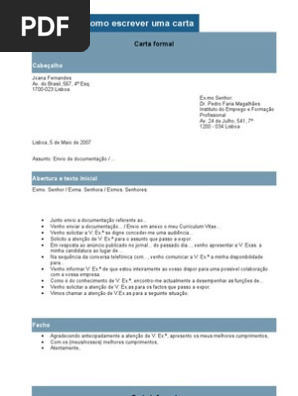 Solicitando Modelo De Carta Formal Para Solicitar Algo Em 