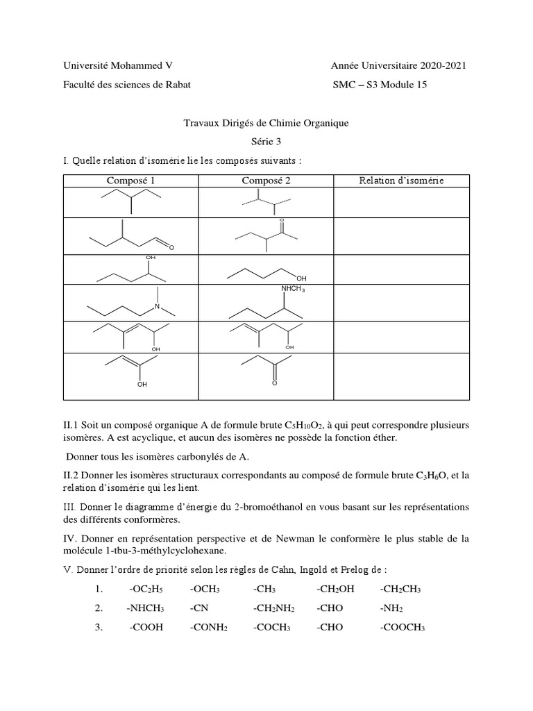 Série 3 | PDF | Isomère | Chimie