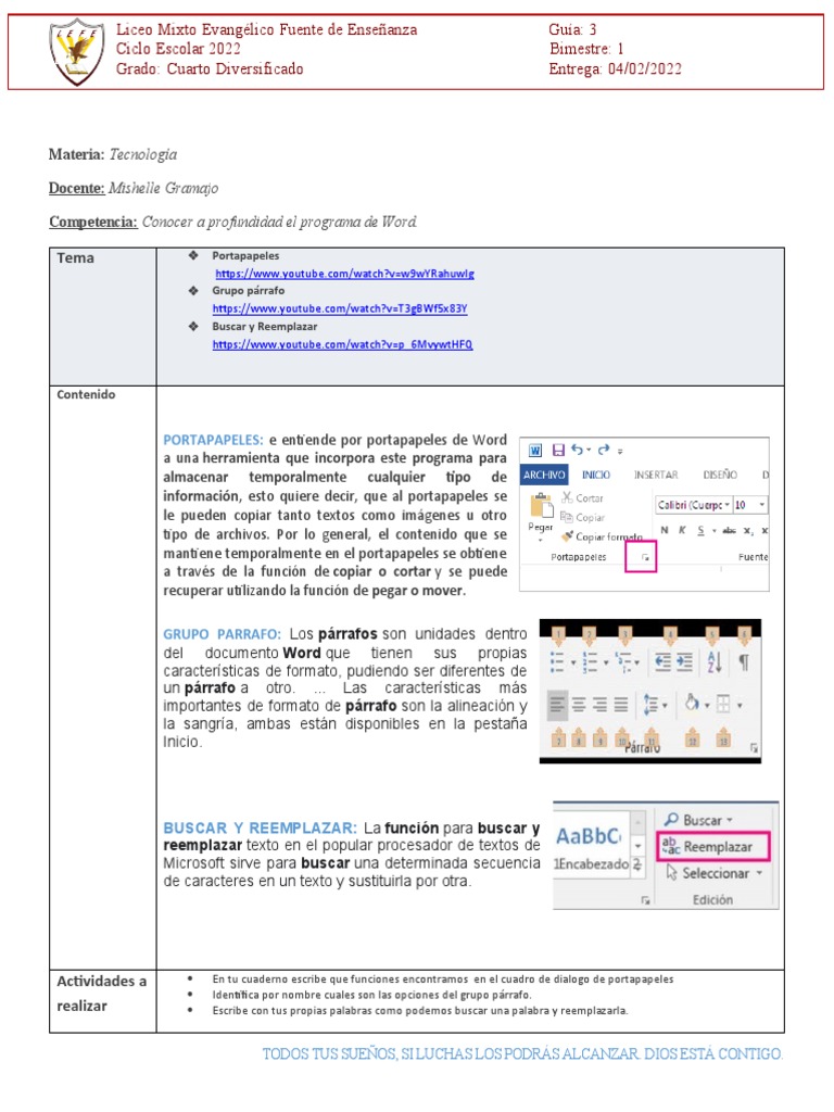 Cuarto Perito y Secretariado Guia 3 Ingles y Computacion PDF