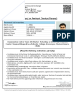 Admit Card For Assistant Director (General) : Personal Information